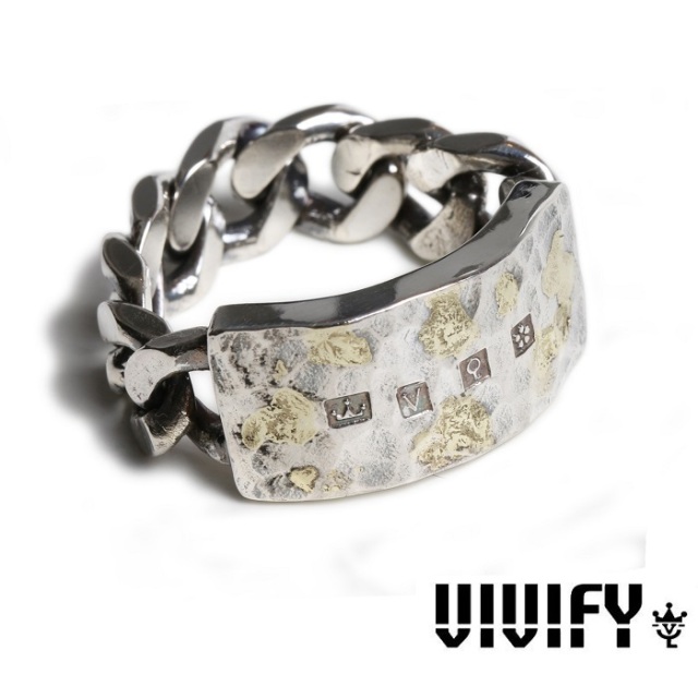 VIVIFY(ヴィヴィファイ)(ビビファイ)　Hallmarks ID Ring/ Hammered Finish w/ gold　【VIVIFY リング】【VFR-151】【オーダーメイド