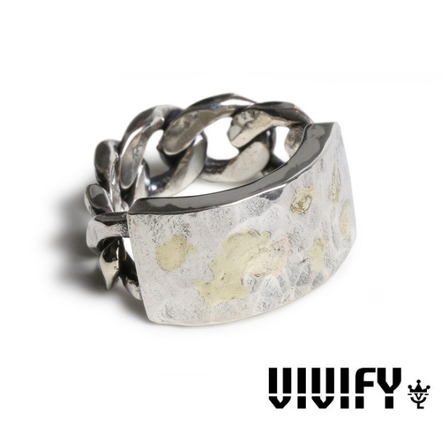 VIVIFY(ヴィヴィファイ)(ビビファイ)　Back Hallmarks ID Ring/ Hammered Finish w/ gold　【VIVIFY リング】【VFR-155】【オーダー