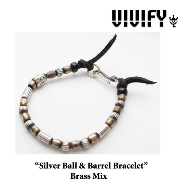VIVIFY(ヴィヴィファイ）　Silver Ball & Barrel Bracelet/Brass Mix　【VFB-115】【受注生産 オーダーメイド】【VIVIFY ブレスレッ
