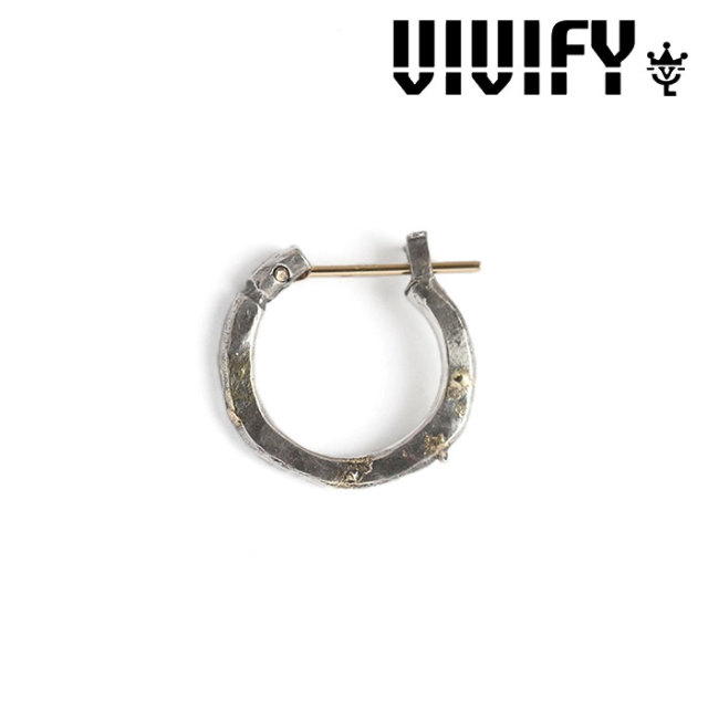 VIVIFY(ヴィヴィファイ）　K18goldpost Hammered Hoop Pierce(S) w/gold　【オーダーメイド 受注生産】【キャンセル不可】　【VIVIFY