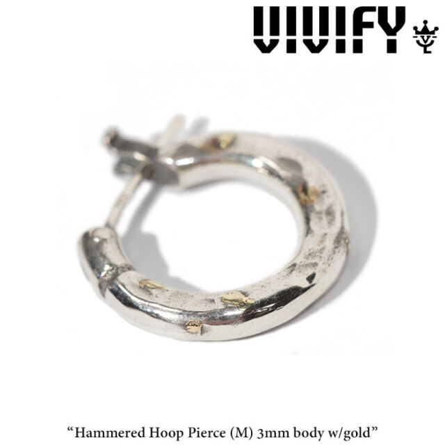 VIVIFY(ヴィヴィファイ)(ビビファイ) 　Hammered Hoop Pierce（M）3mm body w/gold　【オーダーメイド受注生産】【キャンセル不可】