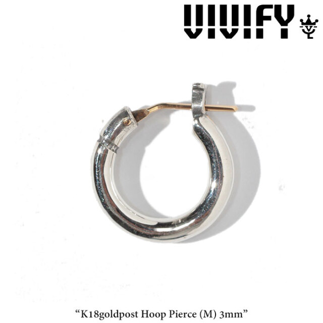 VIVIFY(ヴィヴィファイ)(ビビファイ) 　K18goldpost Hoop Pierce（M）3mm body　【オーダーメイド受注生産】【キャンセル不可】　【V