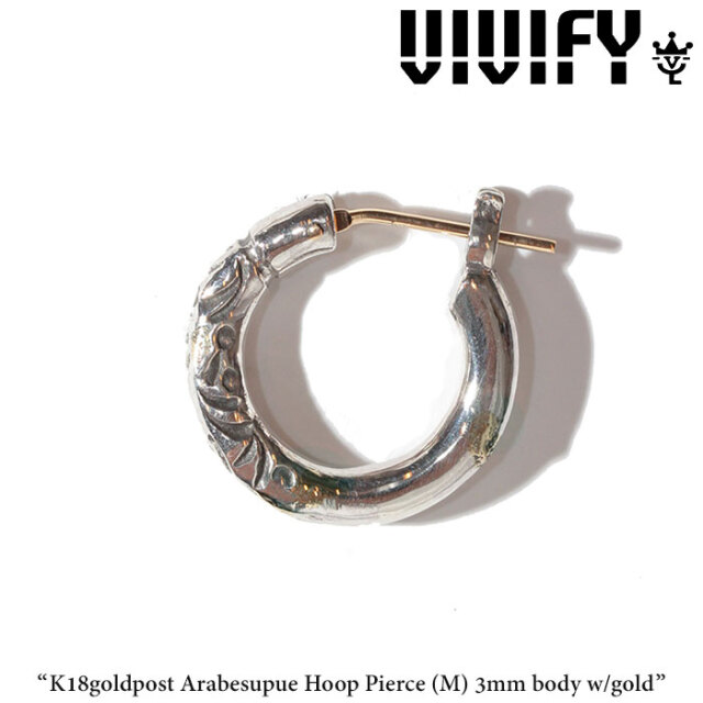VIVIFY(ヴィヴィファイ)(ビビファイ) 　K18goldpost ArabesupueHoop Pierce（M）3mm body w/gold　【オーダーメイド受注生産】【キャ