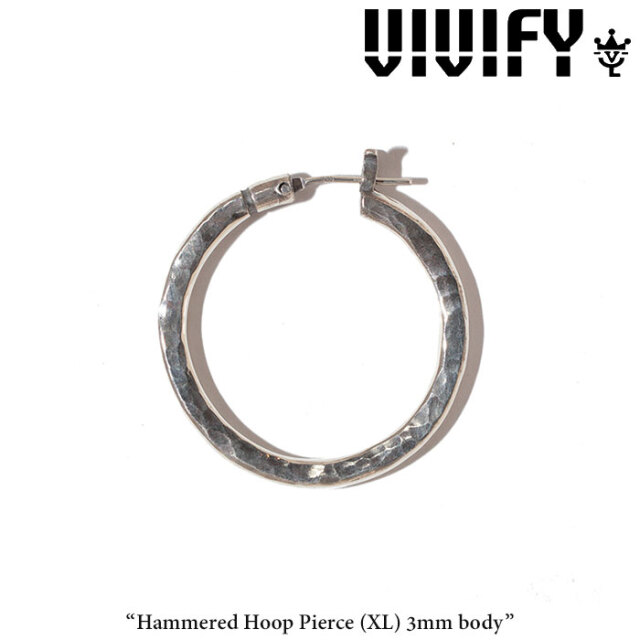 VIVIFY(ヴィヴィファイ)(ビビファイ) 　Hammered Hoop Pierce（XL）3mm body　【オーダーメイド受注生産】【キャンセル不可】　【VIV