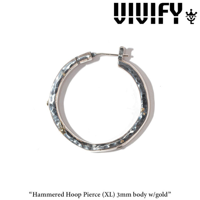 VIVIFY(ヴィヴィファイ)(ビビファイ) 　Hammered Hoop Pierce（XL）3mm body w/gold　【オーダーメイド受注生産】【キャンセル不可】