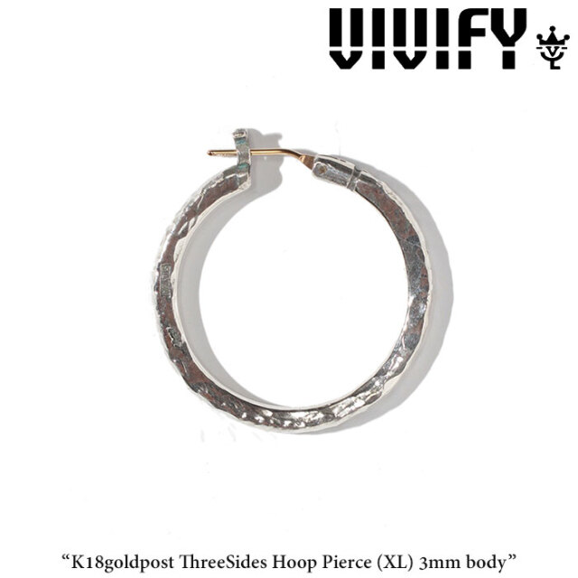 VIVIFY(ヴィヴィファイ)(ビビファイ) 　K18goldpost ThreeSidesHoop Pierce（XL）3mm body　【オーダーメイド受注生産】【キャンセル
