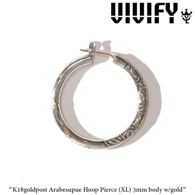 VIVIFY(ヴィヴィファイ)(ビビファイ)　K18goldpost ArabesupueHoop Pierce（XL）3mm body w/gold　【オーダーメイド受注生産】【キャ