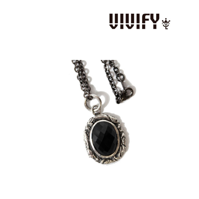VIVIFY(ヴィヴィファイ）　Ivied Frame Stone Setting Necklace/CheckerCutOnyx　【オーダーメイド受注生産】【キャンセル不可】　【