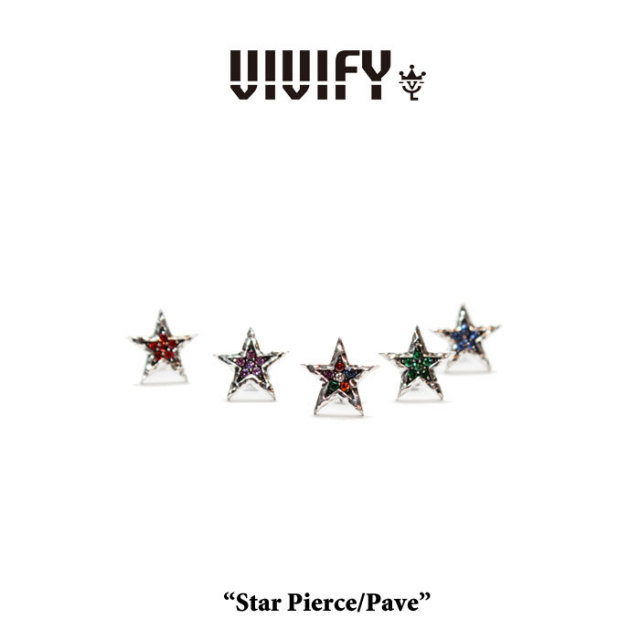 VIVIFY(ヴィヴィファイ）　Star Pierce/Pave/color　【オーダーメイド受注生産】【キャンセル不可】　【VIVIFY フープピアス】【シル