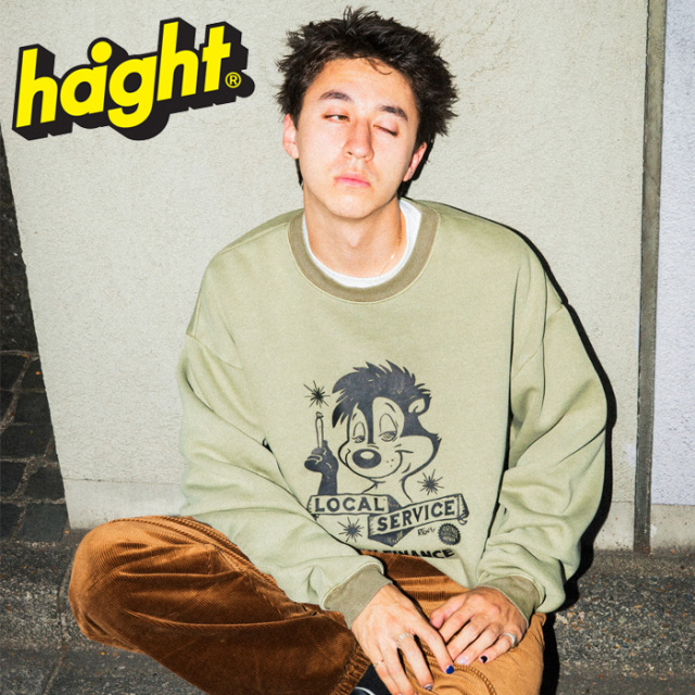 HAIGHT (ヘイト)　LOCAL SERVICE PIGMENT DYE SWEAT ft. GRINDLODGE　 【スウェット グラインドロッヂ】【HTGL-253002】　【2025 AUT