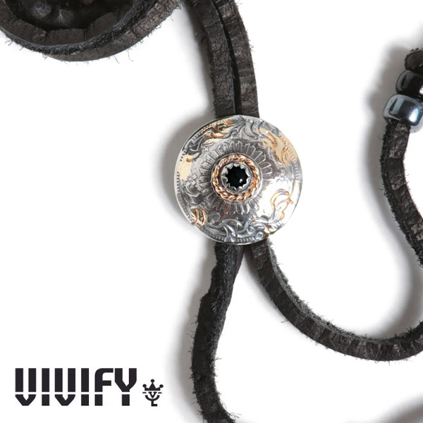 VIVIFY(ヴィヴィファイ)(ビビファイ)　Phoenix 50 Sen Coin Loop Tie with Stone w/gold(オニキス)　【ループタイ】【VFN-333】【オ
