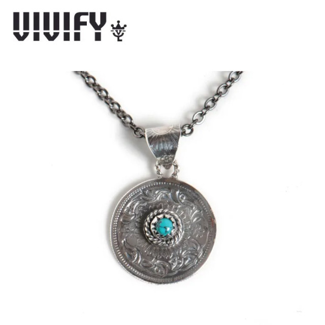 VIVIFY(ヴィヴィファイ)(ビビファイ)　Phoenix 50 Sen Coin with Stone Necklace(ターコイズ)　【ネックレス】【VFN-336】【オーダー