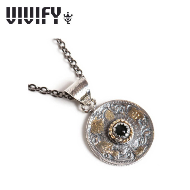 VIVIFY(ヴィヴィファイ)(ビビファイ)　Phoenix 50 Sen Coin with Stone Necklace w/gold(オニキス)　【ネックレス】【VFN-337】【オ