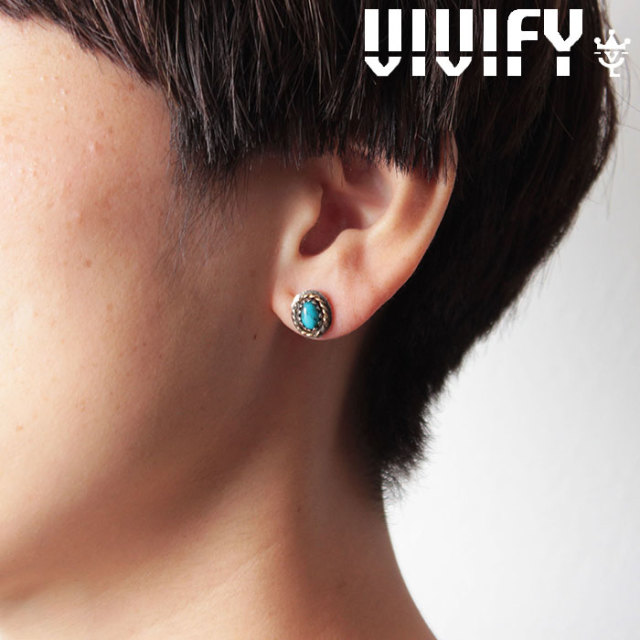 VIVIFY(ヴィヴィファイ)(ビビファイ)　Old Native Style Stone Setting Pierce/k18gold RopeDeco　【VIVIFY ピアス】【VFP-247】【オ