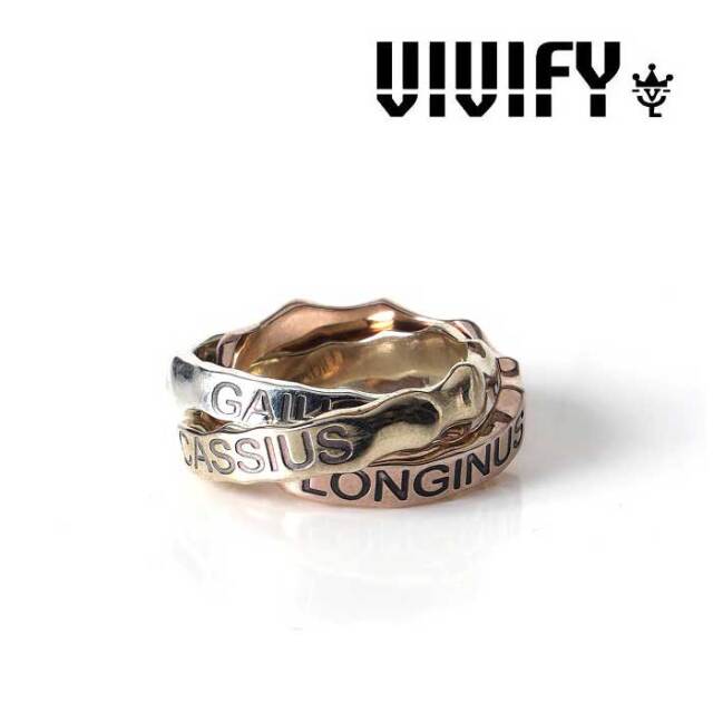 VIVIFY x RADIO EVA　EVANGELION Crashed Concrete Trichromatic Triple Ring (Silver＆Yellow silver&Pink silver)  　【エヴァンゲ