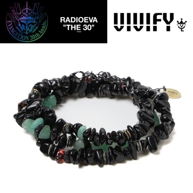 VIVIFY x RADIO EVA　Pebble ＆ Metal Chip's Beads Cord 　【エヴァンゲリオン 公式アクセサリー evangelion】【受注生産 オーダー
