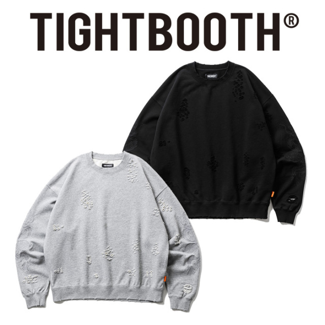 TIGHTBOOTH PRODUCTION (タイトブース プロダクション)　DAMAGE CREW SWEAT (TIGHTBOOTH x DELUXE)　 【クルーネック スウェット】【
