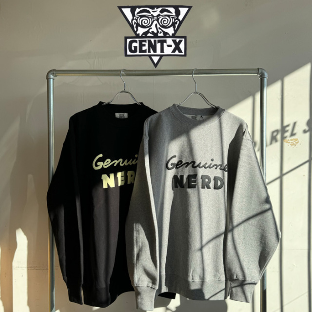 GENT-X (ジェントエックス)　 GENUINE NERD SWEAT SHIRTS　 【クルーネック スウェット グレー ネイビー ブラック】【発泡プリント】