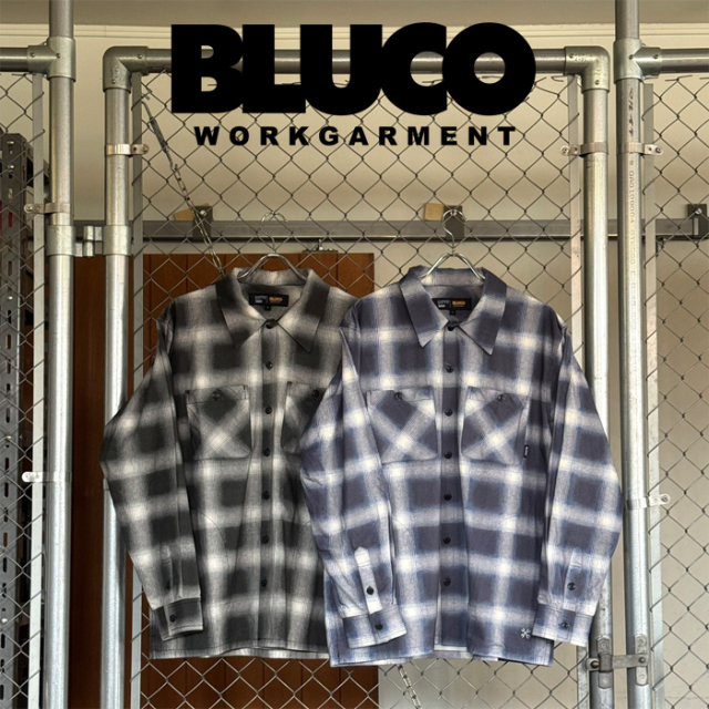 BLUCO (ブルコ)　プリントフランネルチェックシャツ -OMBRE-　【ネルシャツ】【165-11-016】【2026 FALL COLLECTION 新作】
