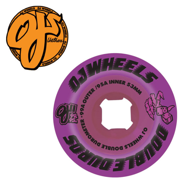 OJ WHEELS(オージェーウィール)　 DOUBLE DURO PURPLE MINI COMBO 99A/95A 53mm 　【オージェー スケートボード スケボー パーツ ウ