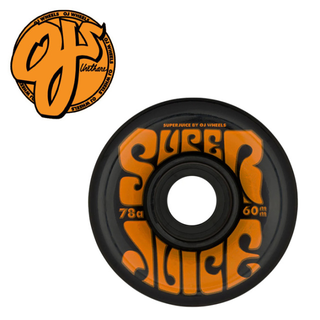 OJ WHEELS(オージェーウィール)　 SUPER JUICE 78A 60mm BLACK 　【オージェー スケートボード スケボー パーツ ウィール】【ソフト