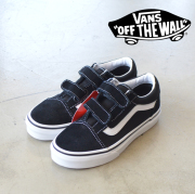 VANS バンズ ヴァンズ 　 KIDS OLD SKOOL V (BLACK/T.WHITE)(18.5cm) 　 【キッズ オールドスクール ベルクロ】【子供 スニーカー お