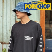 PORKCHOP GARAGE SUPPLY (ポークチョップ ガレージサプライ)　SC LOGO L/S TEE 　【ロングスリーブTシャツ ブラック ホワイト】【イ