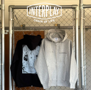 INTERPLAY(インタープレイ) PRAY FOR ALL ZIP UP HOODIE　【グレー ブラック】【ジップパーカー】【インタープレイオリジナルパーカ