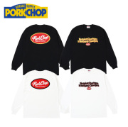 PORKCHOP GARAGE SUPPLY (ポークチョップ ガレージサプライ)　 NC OVAL SCRIPT L/S TEE 　【TEE Tシャツ ロンT ホワイト ブラック】