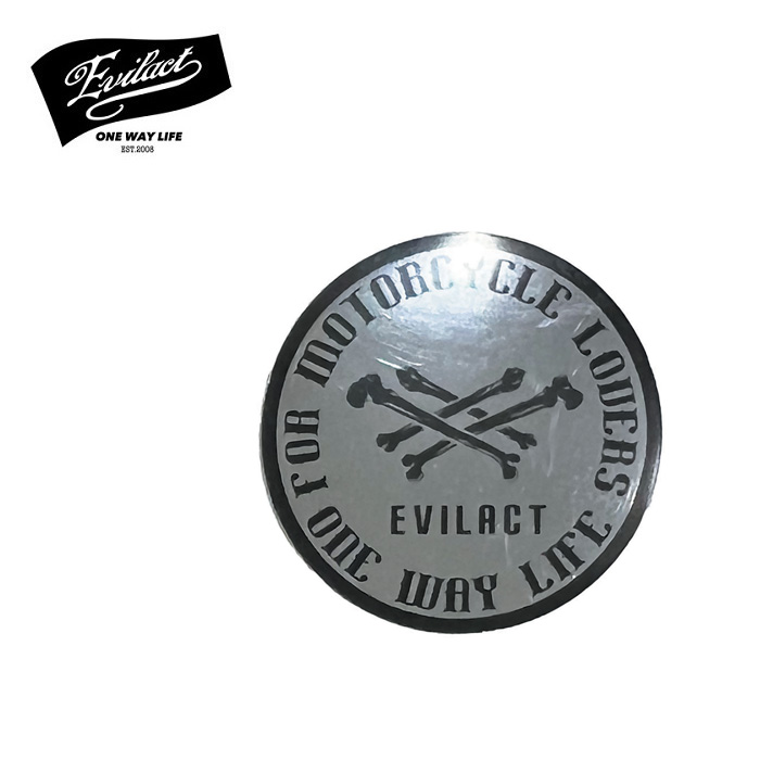 EVILACT (イーブルアクト)　 DOUBLE CROSS BONE ROUND STICKER S (metallic mirror)　 【ステッカー シール】【インタープレイ INTER