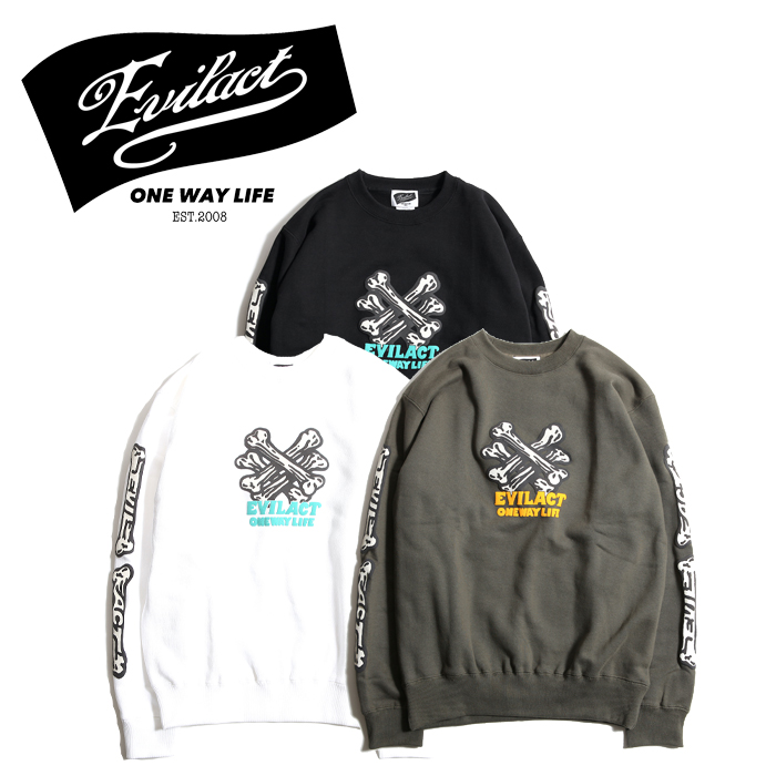 EVILACT (イーブルアクト)　 WC BONE SWEAT SHIRTS 　 【クルーネックスウェット】【EA21-CS48】【インタープレイ INTERPLAY】