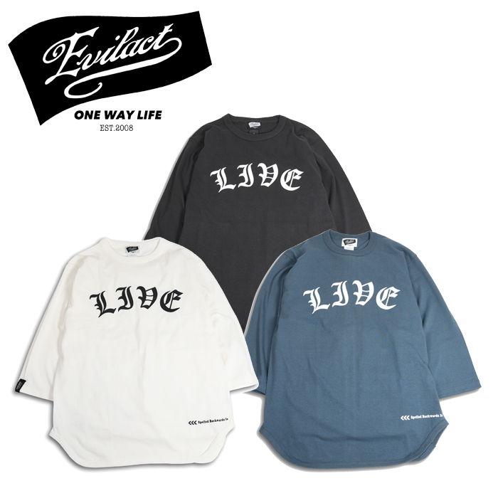 EVILACT (イーブルアクト)　 Backwards 3/4 sleeve Baseball T's　 【ラグラン　Tシャツ】【EA21-TS51TQS】【インタープレイ INTERPL