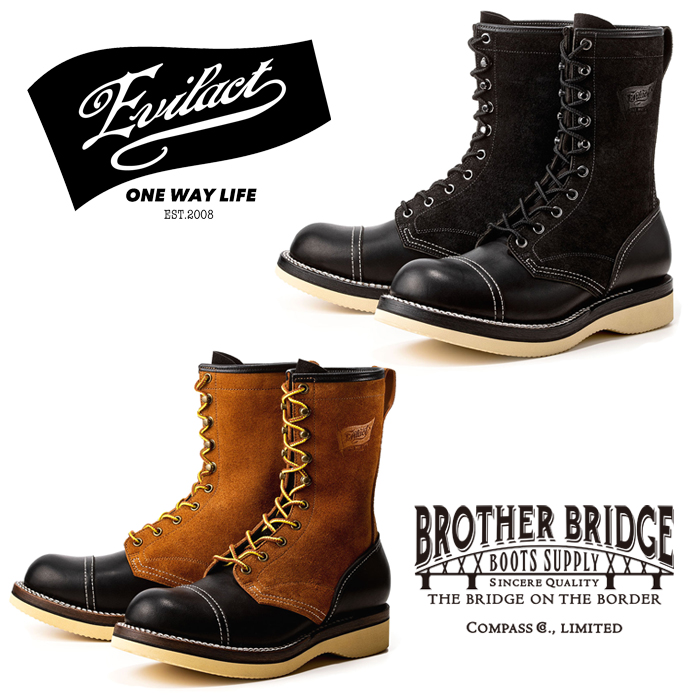 EVILACT (イーブルアクト)×BROTHER BRIDGE (ブラザーブリッジ) 　 10 HOLE LACE-UP BOOTS　 ブーツ レースアップ バイク バイカー【E