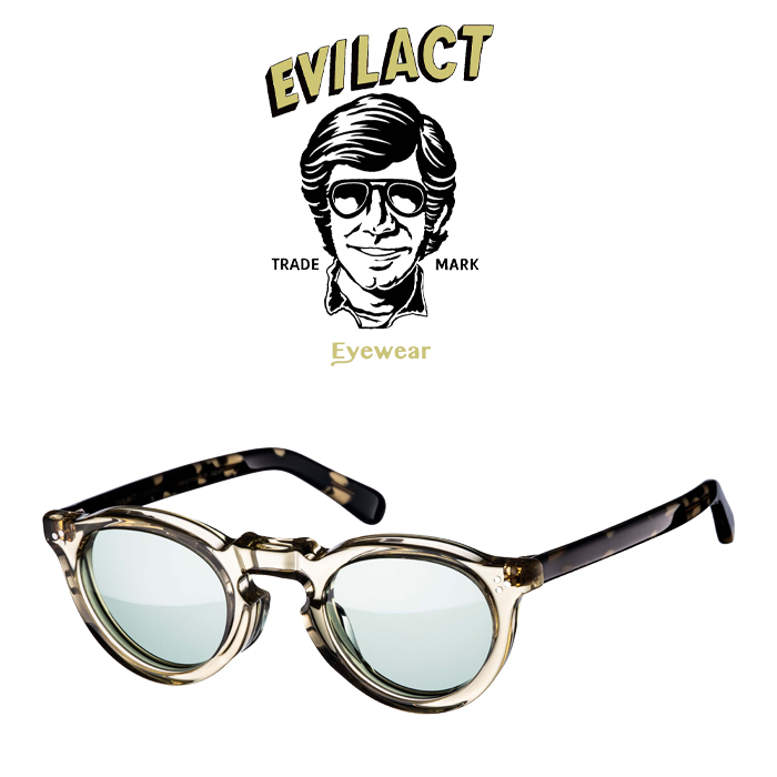 EVILACT EYEWEAR (イーブルアクトアイウエア)　 GREEVES(グリーヴス)  ANTIQUE CLEAR/DARK CREAM DEMI/GREEN LENS　 【サングラス メ