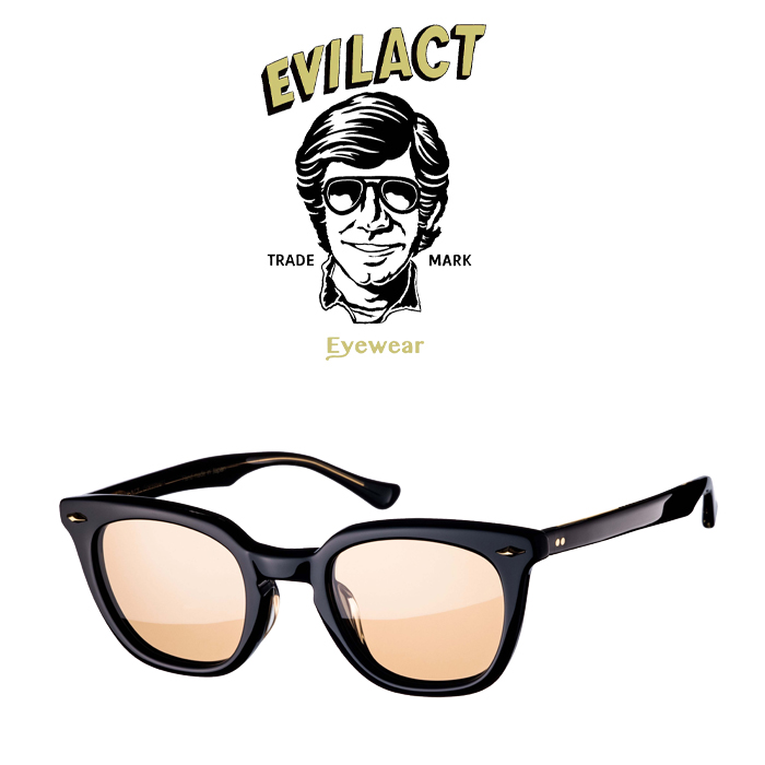 EVILACT EYEWEAR (イーブルアクトアイウエア)　 MERKEL(マーケル) BLACK/BLACK×ANTIQUE CLEAR/BROWN LENS　 【サングラス メガネ】【