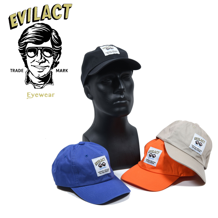 EVILACT eyewear (イーブルアクト アイウエア)　RED EYES LOGO WASHED CHINO CAP　【 キャップ 帽子 EAE22-CAP01】 　 インタープレ