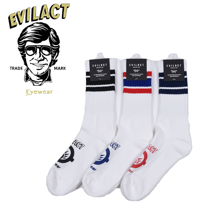 EVILACT eyewear (イーブルアクト アイウエア)　RED EYES LINE SOCKS 　【 ソックス 靴下 EAE22-SOCKS01】 　 インタープレイ INTERP