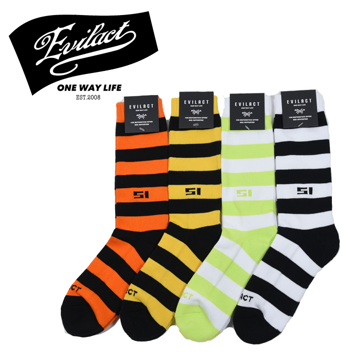 EVILACT (イーブルアクト)　 EVILACT border socks "51" 　【 ソックス 靴下 EAE22-SOCKS06】 　 インタープレイ INTERPLAY