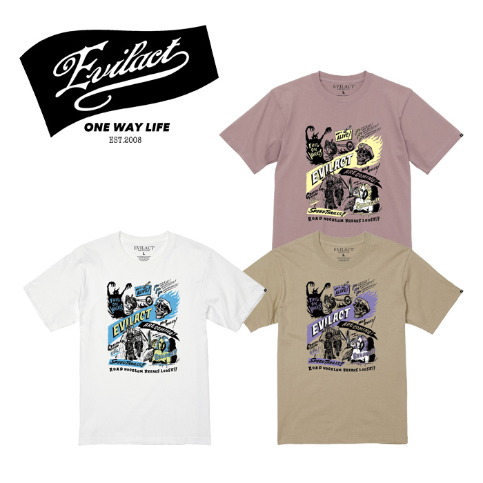 【SALE30%OFF】　EVILACT (イーブルアクト)　 EVILACT EVIL ON WHEELS T's S/S 　【Tシャツ EAwtr-TS1904SS】 　 インタープレイ INT