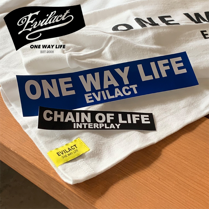 EVILACT (イーブルアクト) × INTERPLAY 別注　 "ONE WAY LIFE" STICKER(BLUE)　 【ステッカー シール】【インタープレイ INTERPLAY】