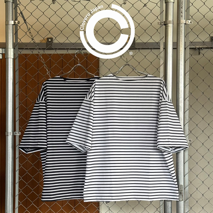 Cloveru (クローバル)　Japan Made Border Basque Wide Tee　【Tシャツ ボーダー ワイド】【CLSS-2608】【インタープレイ INTERPLAY