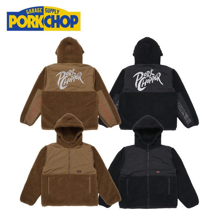 PORKCHOP GARAGE SUPPLY (ポークチョップ ガレージサプライ)　 BOA FLEECE ZIP UP HOODIE 　【ボア ジャケット アウター】【インター