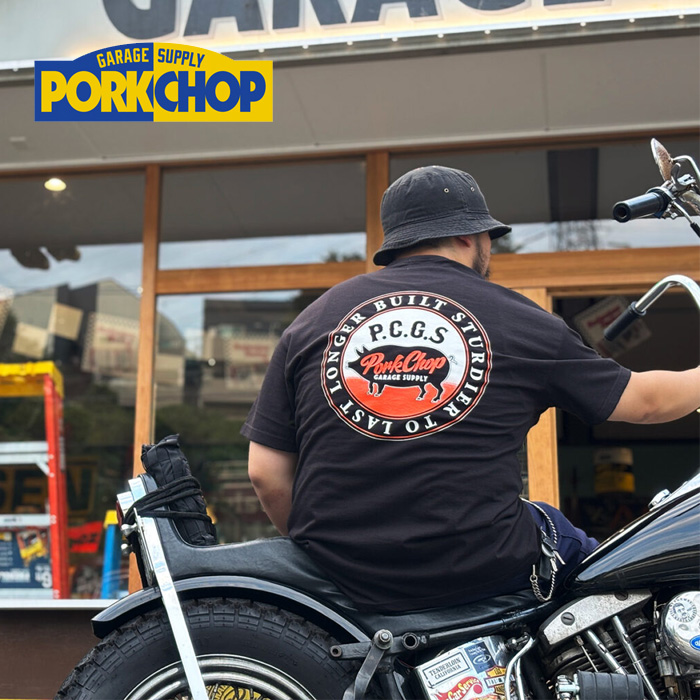 PORKCHOP GARAGE SUPPLY (ポークチョップ ガレージサプライ)　 CIRCLE PORK TEE 　【TEE Tシャツ ホワイト ブラック】【インタープレ
