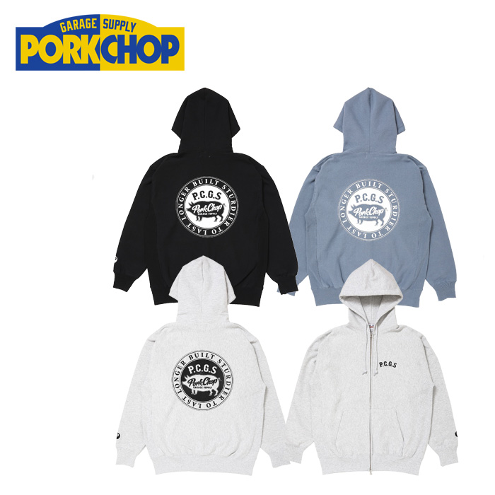 PORKCHOP GARAGE SUPPLY (ポークチョップ ガレージサプライ)　CIRCLE PORK ZIP UP HOODIE　【ジップパーカー フーディ】【インタープ