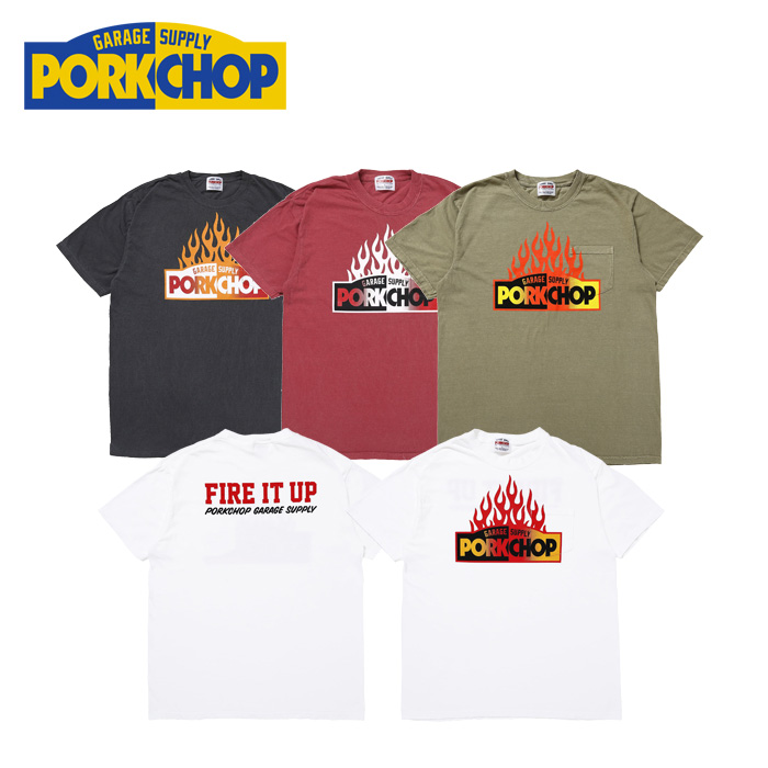 PORKCHOP GARAGE SUPPLY (ポークチョップ ガレージサプライ)　 FIRE BLOCK POCKET TEE 　【プリント Tシャツ 半袖】【インタープレイ
