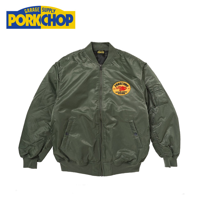 PORKCHOP GARAGE SUPPLY (ポークチョップ ガレージサプライ)　FIRE UP MA-1 JACKET  　【MA-1 ジャケット】【インタープレイ INTERPL