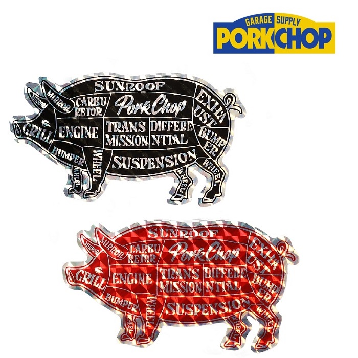 PORKCHOP GARAGE SUPPLY (ポークチョップ ガレージサプライ)　 HOLOGRAM PORK STICKER 　【ステッカー シール】【インタープレイ INT