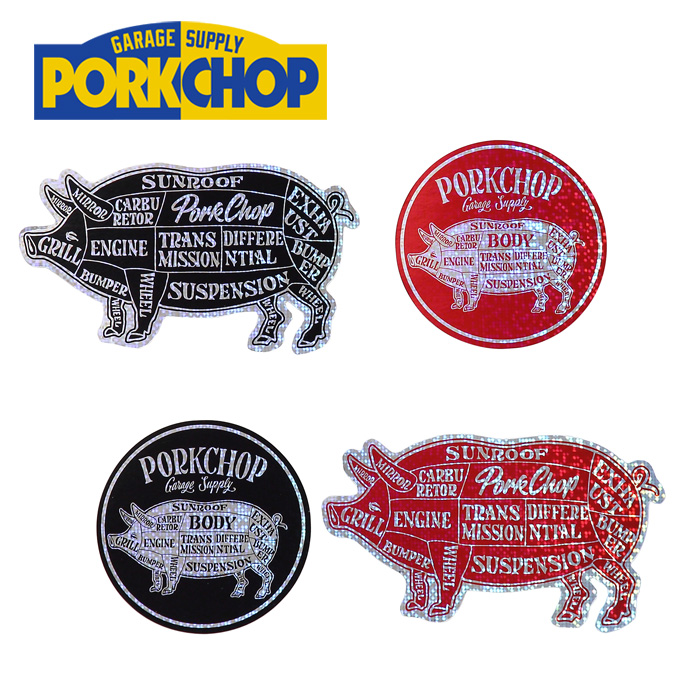 PORKCHOP GARAGE SUPPLY (ポークチョップ ガレージサプライ)　 HOLOGRAM STICKER SET (BLACK/RED)　【ステッカーセット シール ホロ