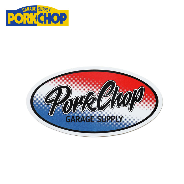 PORKCHOP GARAGE SUPPLY (ポークチョップ ガレージサプライ)　 OVAL TRICOLOR STICKER 　【ステッカー シール】【インタープレイ INT