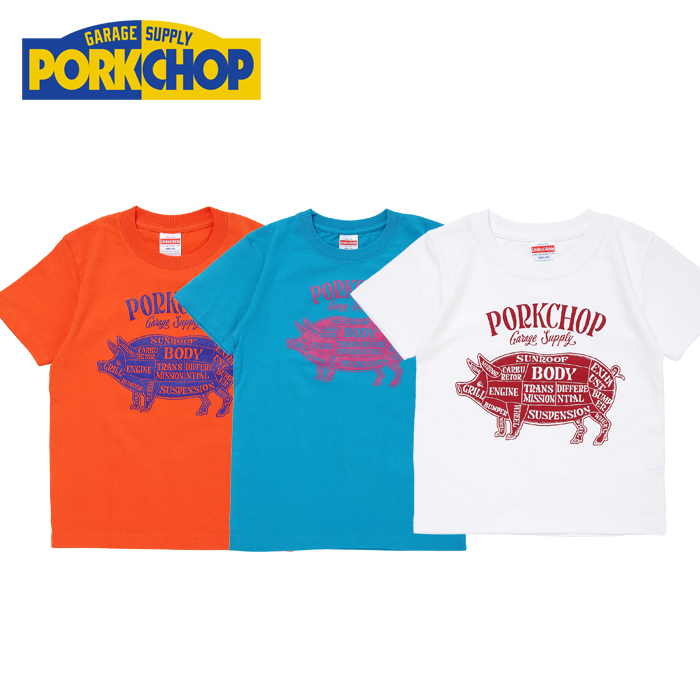 PORKCHOP GARAGE SUPPLY(ポークチョップ ガレージサプライ)　PORK FRONT TEE for Kids　【プリント Tシャツ 半袖】【KIDS キッズ】【